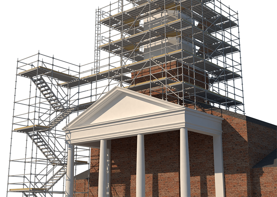 3D design of a scaffold on a building