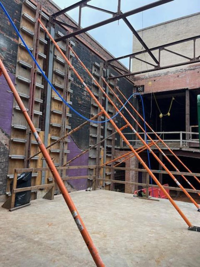 Wall bracing at Forest Forward Theatre